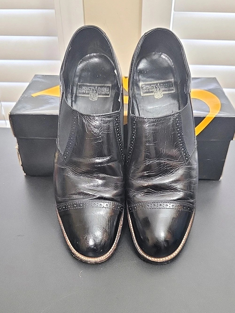 Stacy Adams Madison Cap Toe Slip On Black Leather Loafers US 9.5